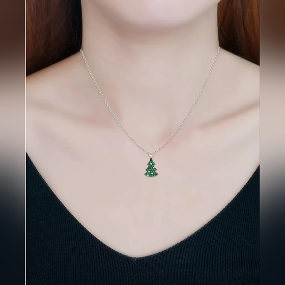 Giani Bernini Cubic Zirconia Sterling Silver Christmas Tree Pendandt Necklace - Picture 4 of 5